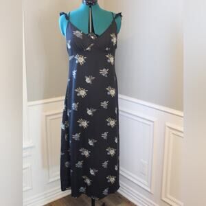 Urban Outfitters | Black, Blue Floral | Midi Dress | Women’s Medium